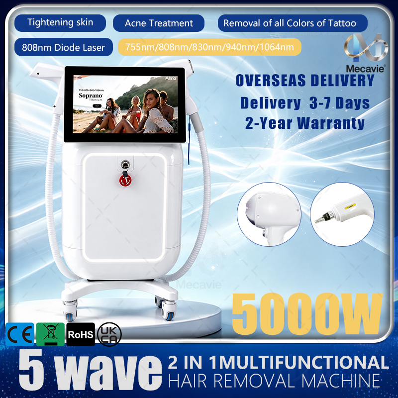 Alexandrite Laser Hair Removal Machine - 2 IN 1 5000W Diode 755